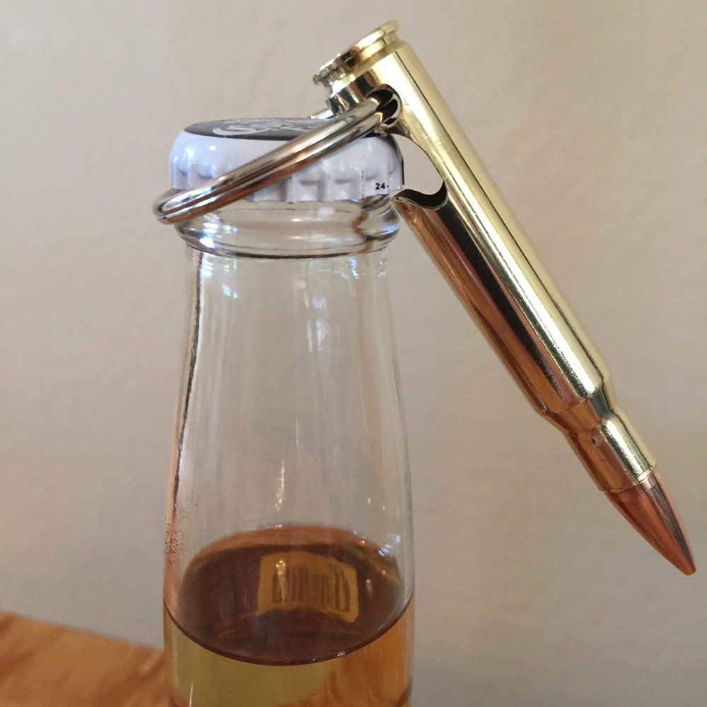 Homemade bullet keychain bottle opener